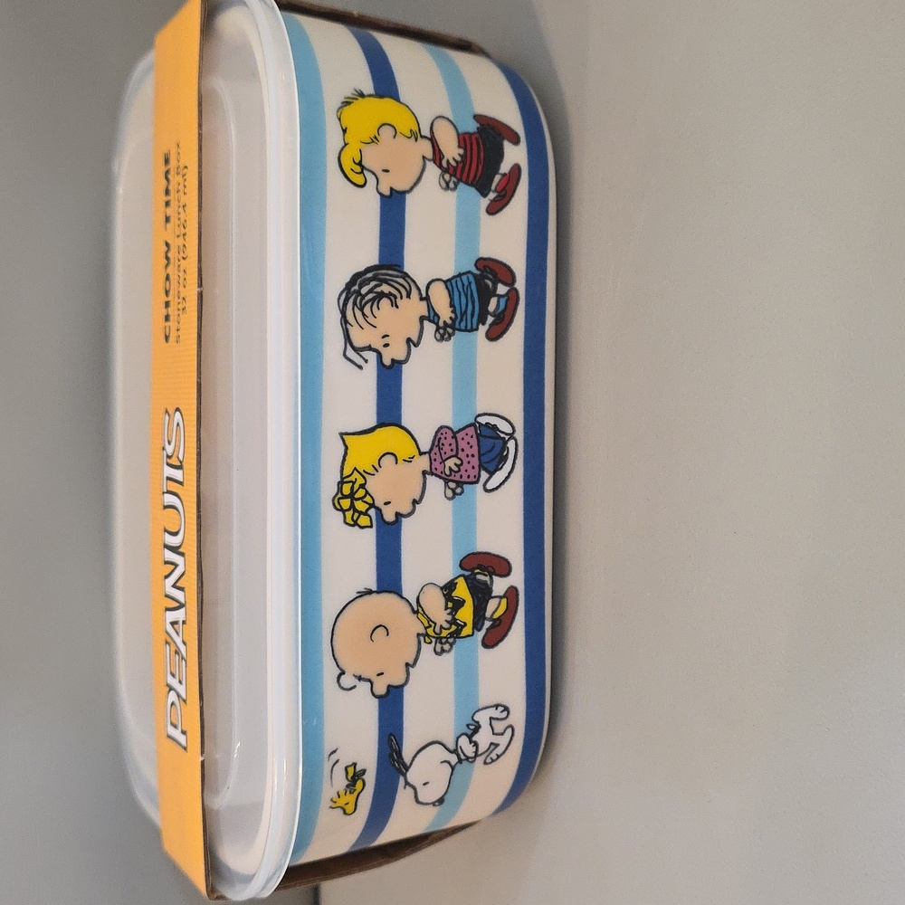 Peanuts Characters Chow Time food storage container with vented lid NWT
